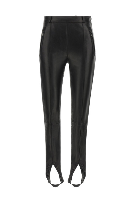 Кожаные леггинсы черного цвета BALMAIN PA00000000050PA