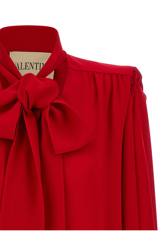 Valentino Garavani silk shirt with bow Red