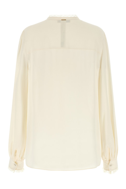 Lace insert shirt White