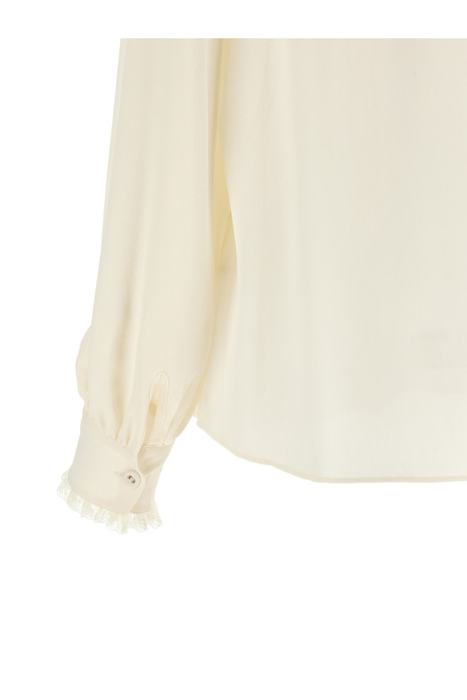 Lace insert shirt White