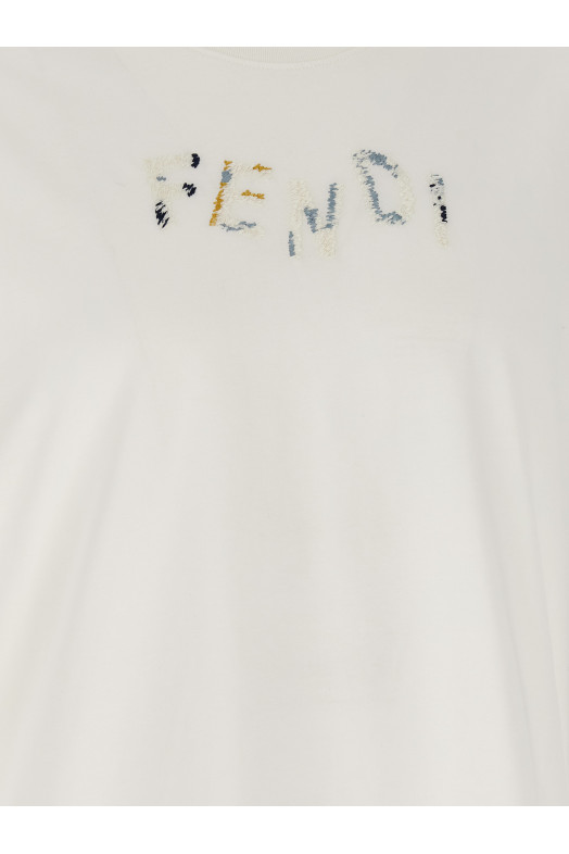 Logo embroidery t-shirt White