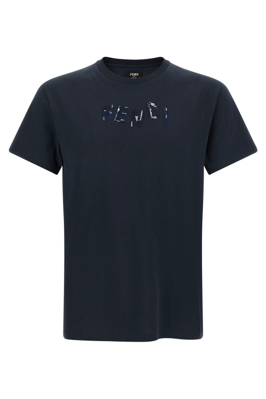 Logo embroidery t-shirt Blue
