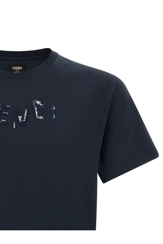 Logo embroidery t-shirt Blue