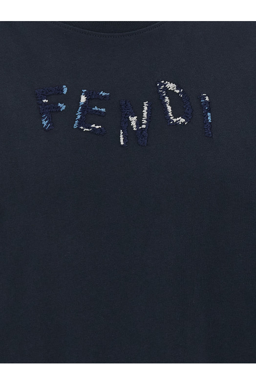Logo embroidery t-shirt Blue