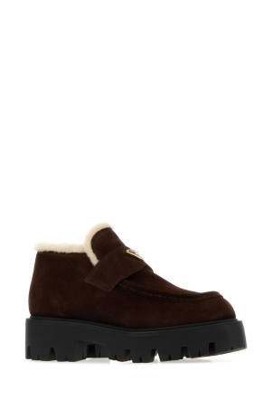 Dark brown suede loafers PRADA (1D594OFZF50054)