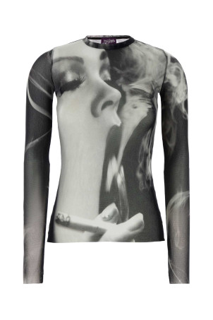 Printed tulle top Blue JEAN PAUL GAULTIER (2604WTO557M031P000)