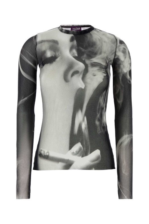 Printed tulle top Blue JEAN PAUL GAULTIER (2604WTO557M031P000)
