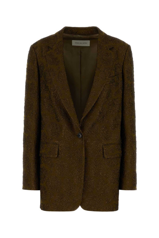 Блестящий жаккардовый блейзер DRIES VAN NOTEN (2620104024074)