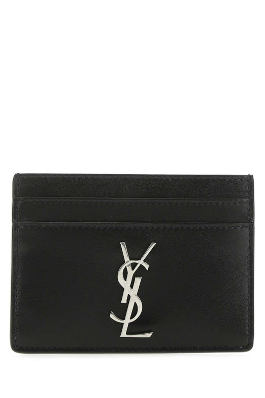 Черный кожаный держатель для карт SAINT LAURENT (4856310SX0E)