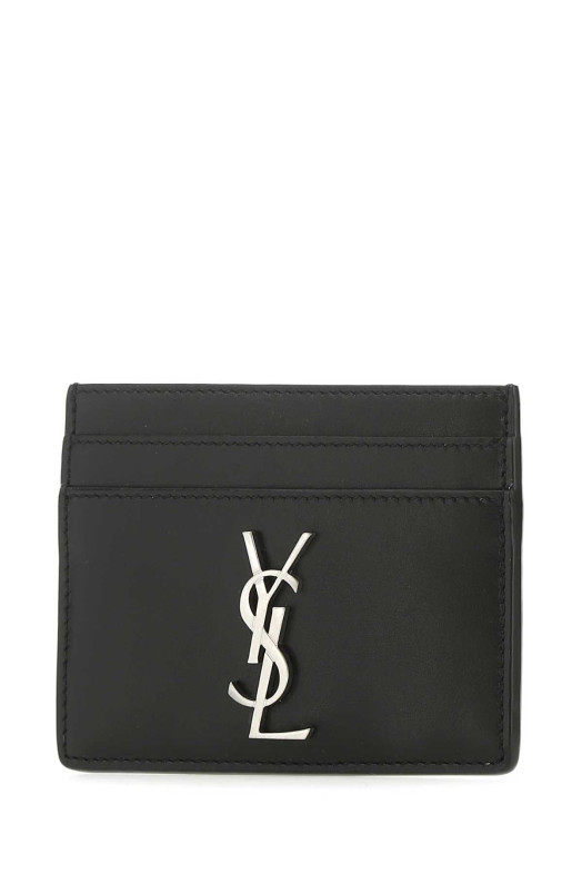 Черный кожаный держатель для карт SAINT LAURENT (4856310SX0E)