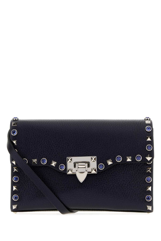 Navy blue leather Rockstud crossbody bag VALENTINO GARAVANI (8W0B0181PAX)