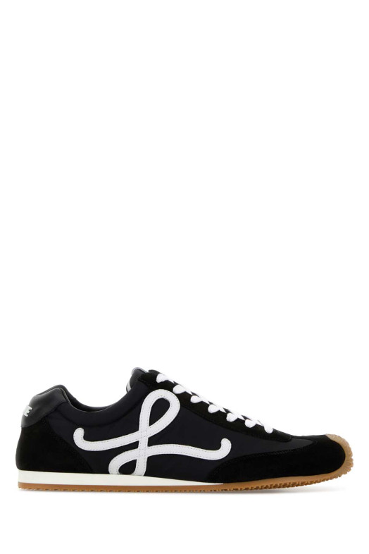 Кроссовки Ballet Runner 2.0 из чёрного полотна и замши, бело-чёрные, LOEWE (MBR2282X09)