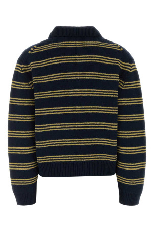 Embroidered wool blend cardigan Blue MIU MIU (MMF04ASOOO6300)