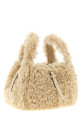 Shearling logo shoulder bag Beige