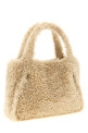 Shearling logo shopping bag Beige