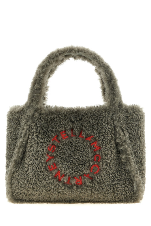 Shearling logo shopping bag Gray