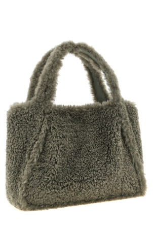Shearling logo shopping bag Gray