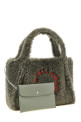 Shearling logo shopping bag Gray