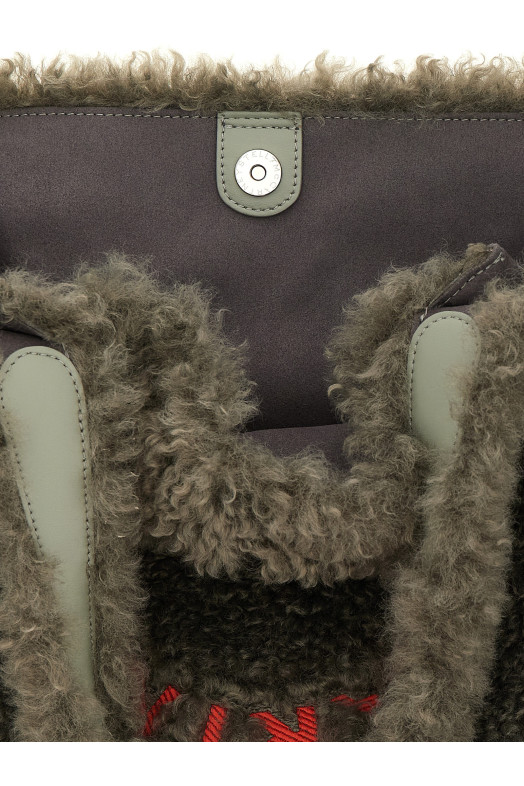 Shearling logo shopping bag Gray