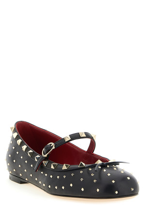 Балетки Valentino Garavani «Rockstud», черные W0S0QA5FAX0NO