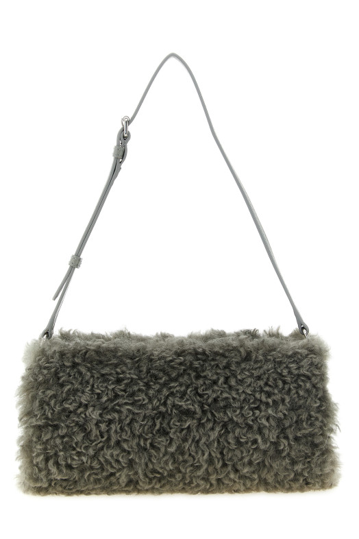 Shearling clutch Gray