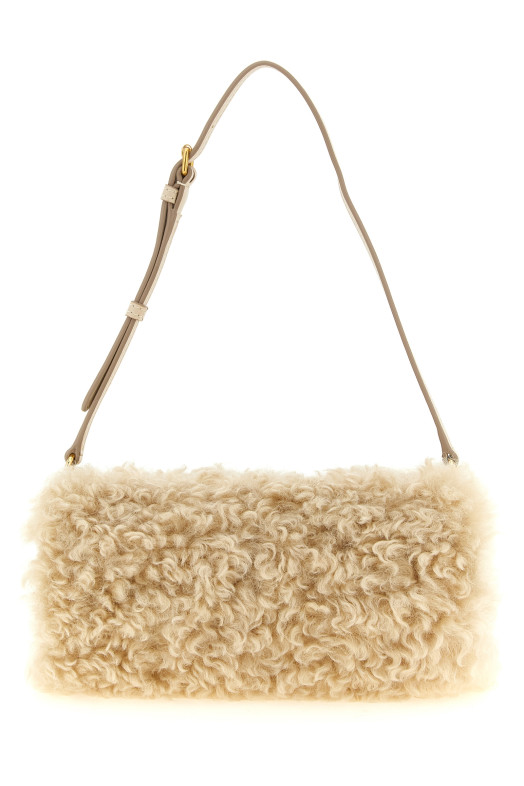 Shearling clutch Beige