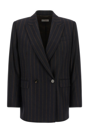 Pinstripe flannel blazer Blue