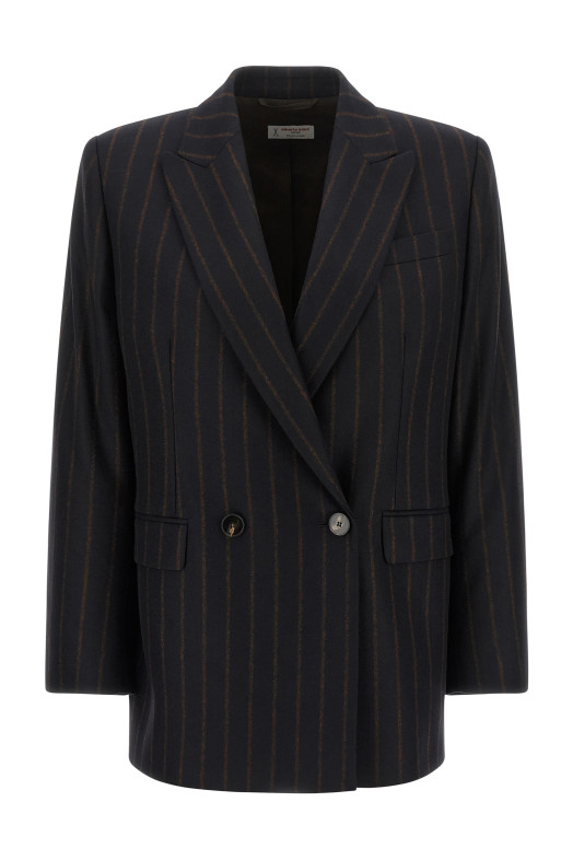 Pinstripe flannel blazer Blue
