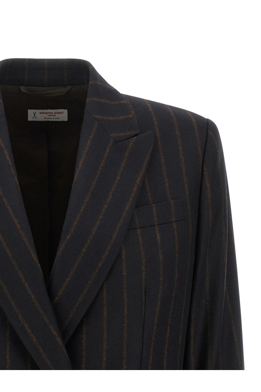 Pinstripe flannel blazer Blue