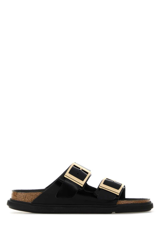 Черные кожаные тапочки «Аризона» от BIRKENSTOCK (1029353)