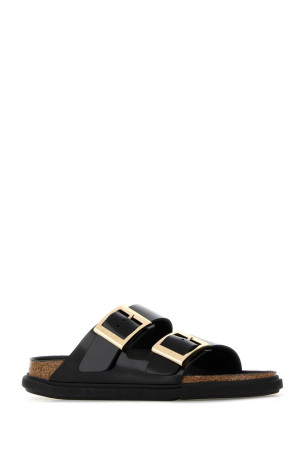 Черные кожаные тапочки «Аризона» от BIRKENSTOCK (1029353)