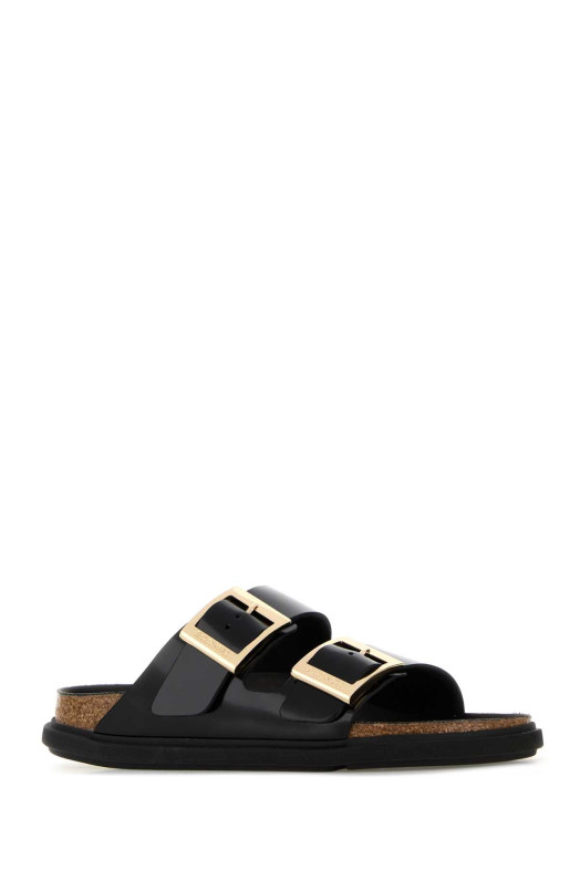 Черные кожаные тапочки «Аризона» от BIRKENSTOCK (1029353)