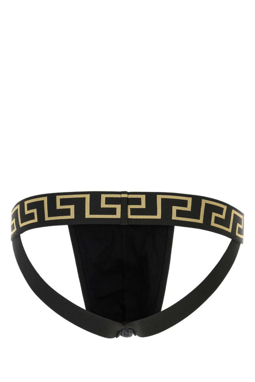 Черные стрейчевые хлопковые трусики VERSACE (AUU010171A10011)