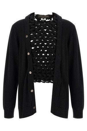Woven insert cardigan Black