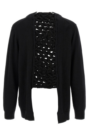 Woven insert cardigan Black