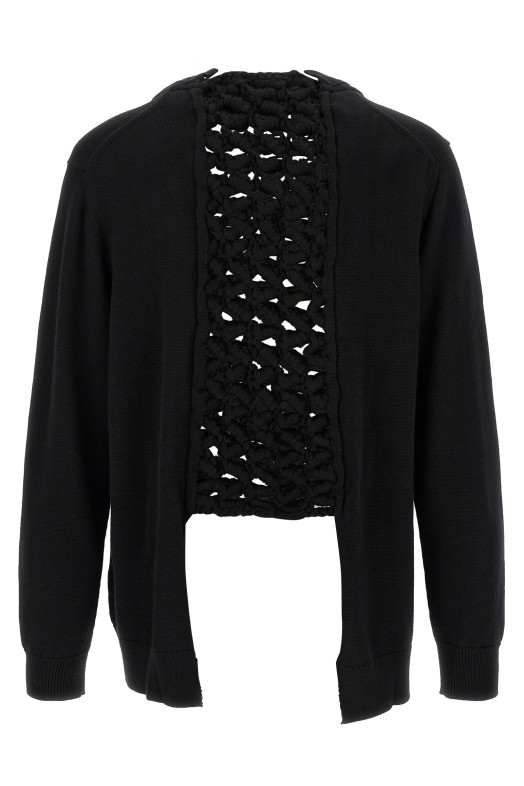 Woven insert cardigan Black