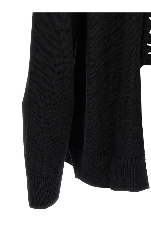 Woven insert cardigan Black