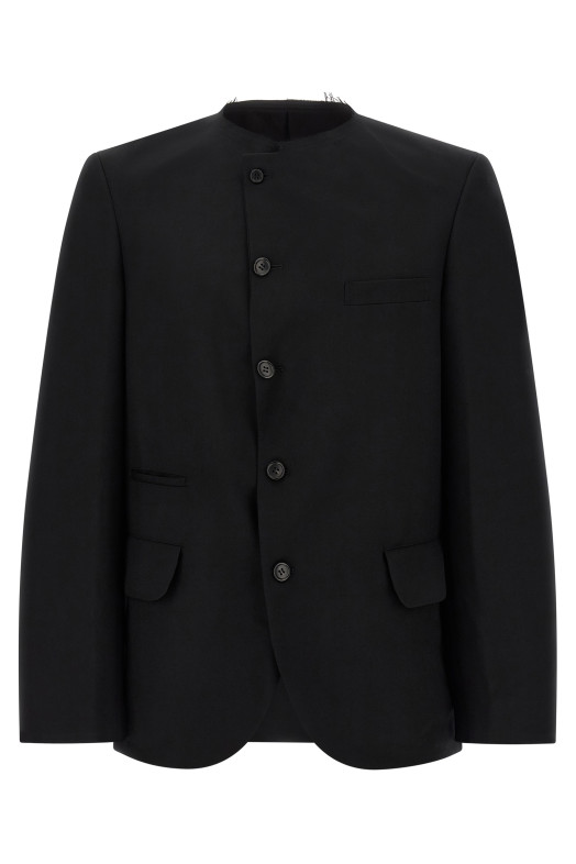 Raw cut hem blazer Black