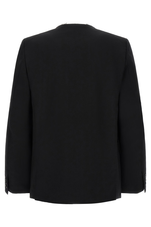 Raw cut hem blazer Black