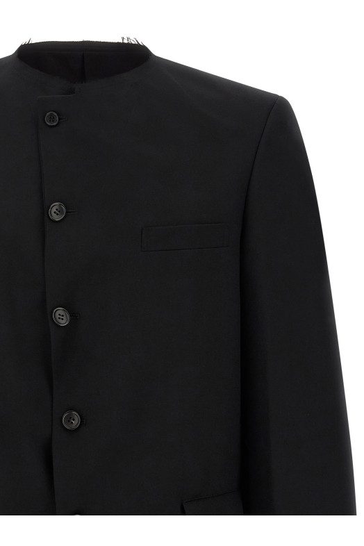 Raw cut hem blazer Black
