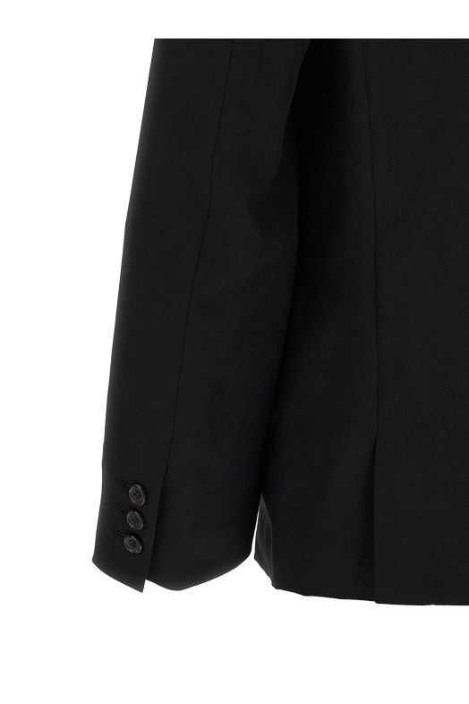 Raw cut hem blazer Black
