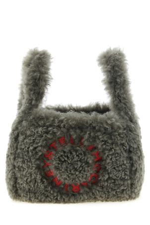 Shearling logo shoulder bag Gray