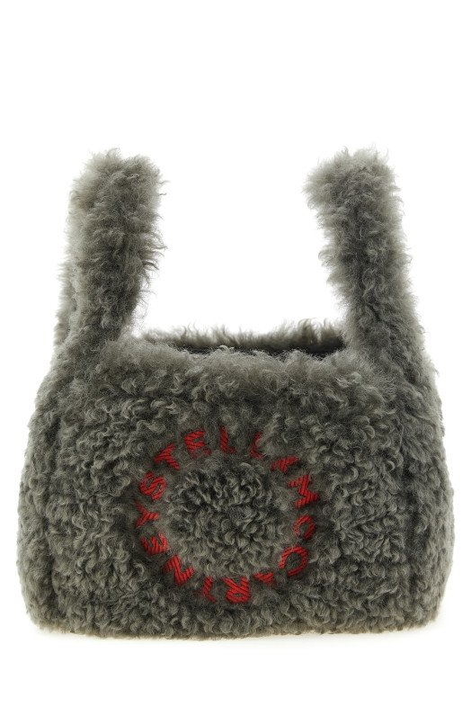 Shearling logo shoulder bag Gray