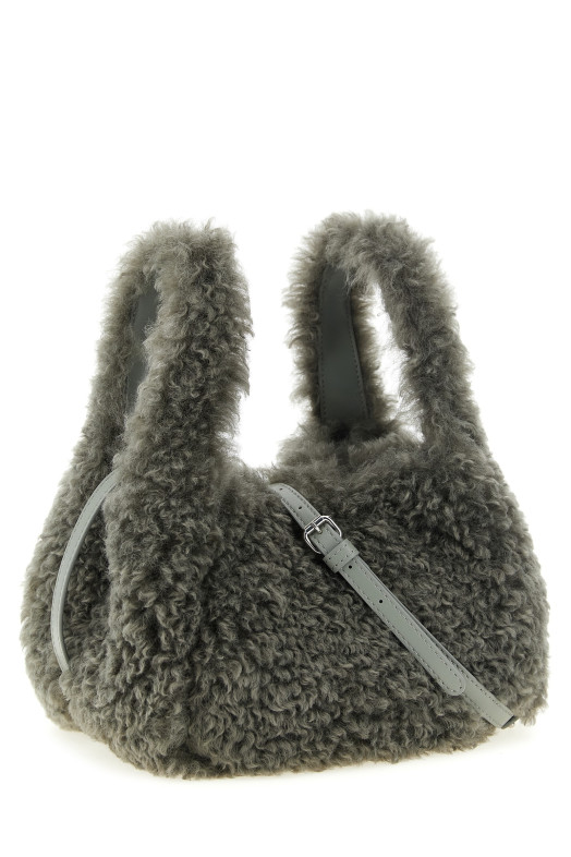 Shearling logo shoulder bag Gray