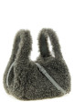 Shearling logo shoulder bag Gray