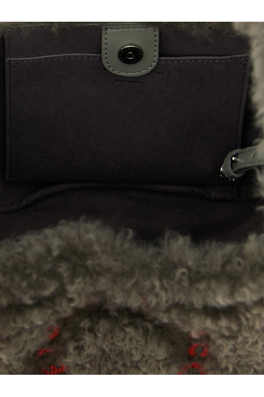Shearling logo shoulder bag Gray