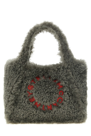 Shearling logo shopping bag Gray