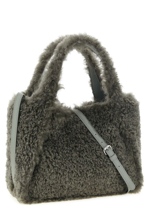 Shearling logo shopping bag Gray