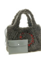 Shearling logo shopping bag Gray