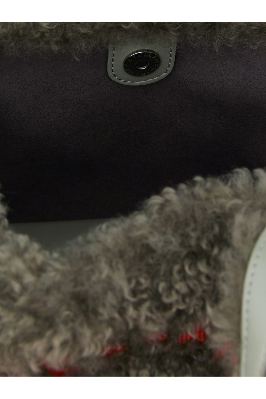 Shearling logo shopping bag Gray